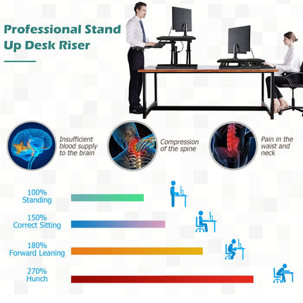 Height-Adjustable Ergonomic Sit-Stand Desk with Metal Frame and Clamping Plates