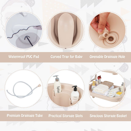 2-In-1 Baby Change Table with Bathtub and Folding Changing Station