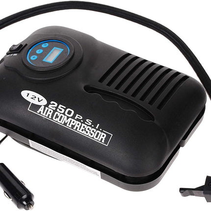 12V Digital Tyre Inflator, Car Portable Air Compressor Tyre Pump 250 PSI Compact Air Pump, 3 Piece Adaptor Kit for Cars, Motorbikes and Inflatables