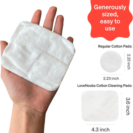 Large Baby Cotton Pads by Lovenoobs, 360 Count, GOTS Certified 100% Organic Large Cotton Wool Pads for Babies, Ultra Soft for Sensitive Skin, Lint-Free, Premium Jumbo Size