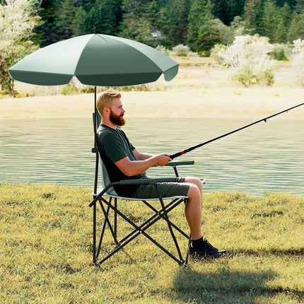Camping Chair with Adjustable Umbrella and Portable Carrying Bag