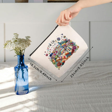 Sewing Makeup Bag Quilting Themed Gift Tailors Sewing Lovers Gift Quilters Sewing Gift (I’M OK Sewing Bag EU)