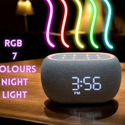 Music Clock Bar Bedside Alarm Clock 7 Night Light Bluetooth Speaker White Noise