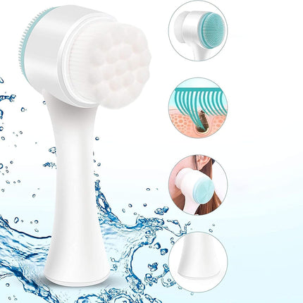 2PCS Manual Facial Cleansing Brush, 2-In-1 Facial Cleansing Brush, Silicone Double Sided Exfoliating Brush, Deep Cleansing Skin Keratin Cleaning System, Wash Makeup Massaging