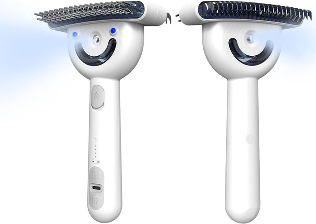 Double-Sided Pet Deshedding Dematting Comb & Steam Brush with 2 Spray Levels, Ex
