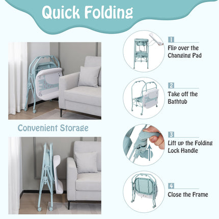 2-In-1 Baby Change Table with Bathtub and Folding Changing Station