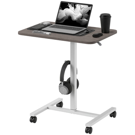 Pneumatic Height Adjustable Standing Desk with Wheels and Headphone Hook