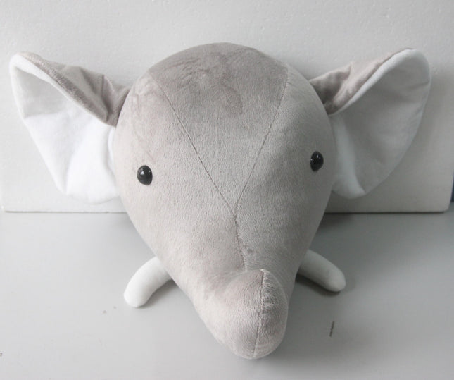 Plush Elephant Head Wall Decoration Ornament Hanging Stuffed Kids Room Toy Gift