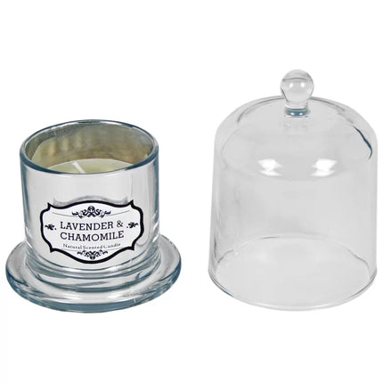 Lavender & Chamomile Scented Jar Candle with Glass Holder