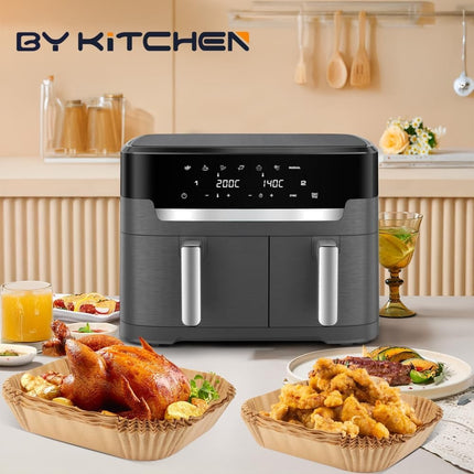 BYKITCHEN Air Fryer Liners for Tefal XXL Dual Easy Fry 11L Air Fryer, Disposable