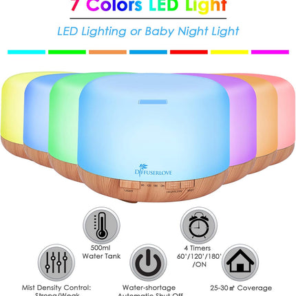 Diffuserlove Essential Oil Diffuser 500ML Remote Control Aromatherapy Diffuser C