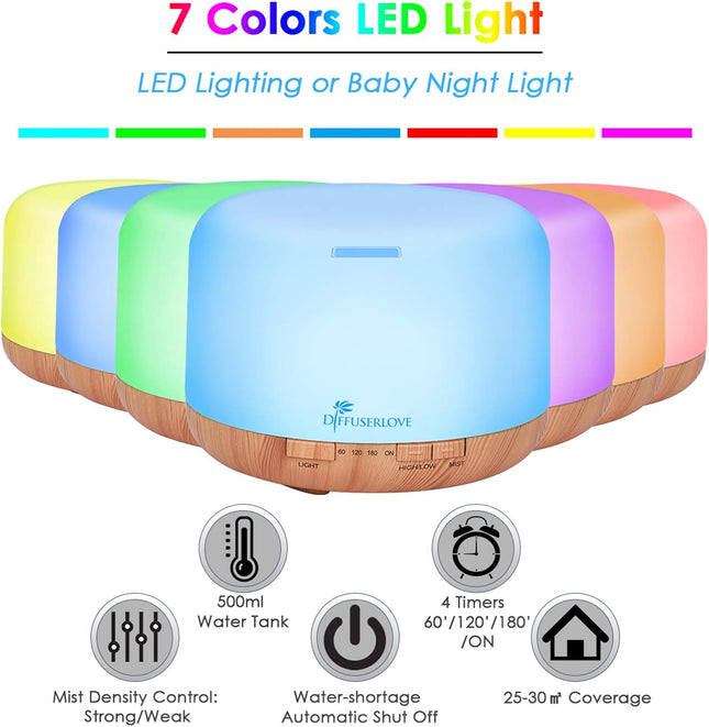 Diffuserlove Essential Oil Diffuser 500ML Remote Control Aromatherapy Diffuser C