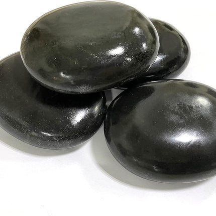 4 Large Hot Stones, Hot Basalt Stone Big Rock Massage Stones Set (2.75*3.15In), Hot Stones for Massage Therapy for Professional or Home Spa, Relaxing, Healing, Pain Relief, Use in Palm, Soles or Back