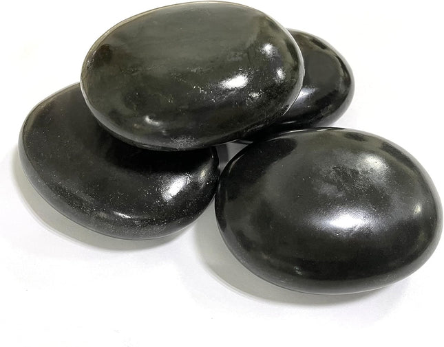 4 Large Hot Stones, Hot Basalt Stone Big Rock Massage Stones Set (2.75*3.15In), Hot Stones for Massage Therapy for Professional or Home Spa, Relaxing, Healing, Pain Relief, Use in Palm, Soles or Back