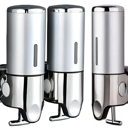 Chrome Hand Wash Liquid Shampo Soap Pump Dispenser Wall Mounted Bathroom Kitchen