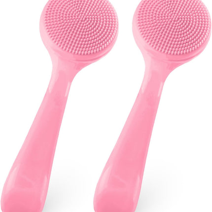 2Pack Silicone Face Brush Manual Face Scrub Exfoliating Brushes Soft Facial Brushes Waterproof Skin Friendly Face Cleaner Brush for Women Men Blackheads Makeup Residues Removal(Pink)