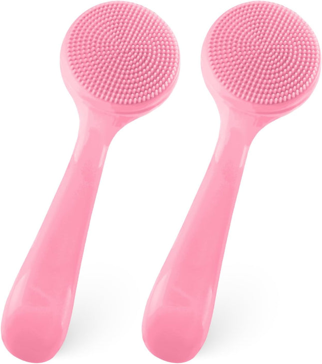 2Pack Silicone Face Brush Manual Face Scrub Exfoliating Brushes Soft Facial Brushes Waterproof Skin Friendly Face Cleaner Brush for Women Men Blackheads Makeup Residues Removal(Pink)