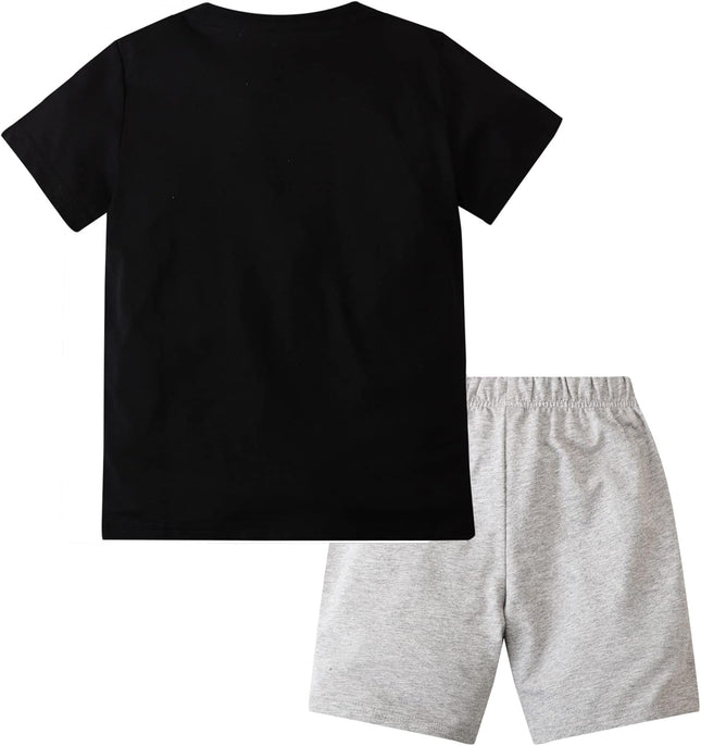 Toddler Boys Little Monster Embroidered Truck 2-Pieces Cotton T-Shirt and Shorts Summer Outfit Set