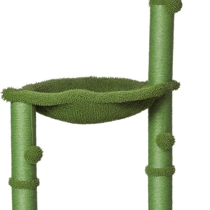 Pawhut Cactus Cat Tree Tower for Indoor Cats Sisal Scratching Post with Hammock