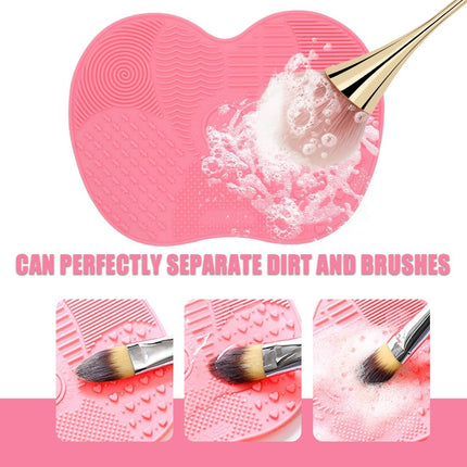 Silicone Makeup Brush Swab, Pink Cosmetic Brushes Cleaning Mat, Makeup Brush Cleaning Tool, Silicone Brush Cleaner with Suction Cup