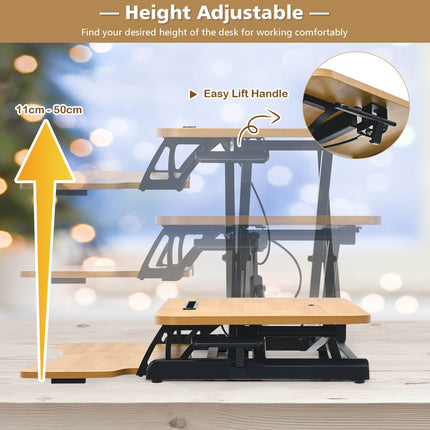 Height-Adjustable Ergonomic Sit-Stand Desk with Metal Frame and Clamping Plates