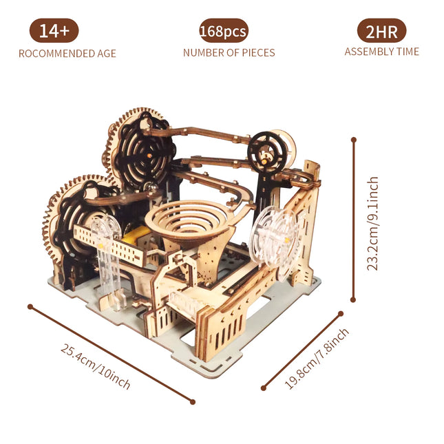 Electric 3D Wooden Puzzles Marble Run Model Kits Brain Teaser Puzzle DIY Handmade Christmas Gift(Without Battery)