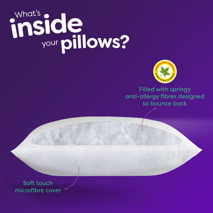 anti Allergy Firm Support Pillow Set (4) - Ideal for Side Sleepers & Spinal Alignment