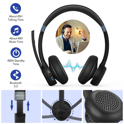 2025 Bluetooth Over-Ear Wireless Headphones Stereo Earphones Noise Cancelling