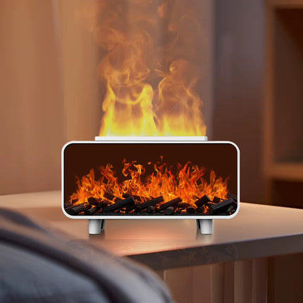 7 Colors Fire Aroma Diffuser Humidifier Mute Work for Home Office Yoga (White)