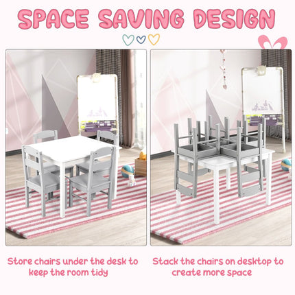 Kids Table and 4 Chairs Set for Toddlers Dining, Drawing, Reading