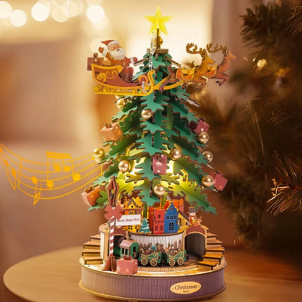 Music Box Christmas Melody Tree 3D Wooden Puzzles Wooden Model Kits for Adults to Build Best Gifts for Adults and Kids