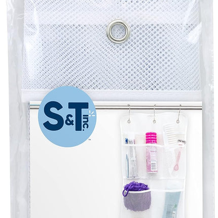 Shower Organizer with Quick Drying Mesh, Bathroom Caddy Organizer with 7 Pockets to Hold Toiletries, Shampoos, Soaps, and Loofahs, 14 Inch by 30 Inch, White, 2 Pack