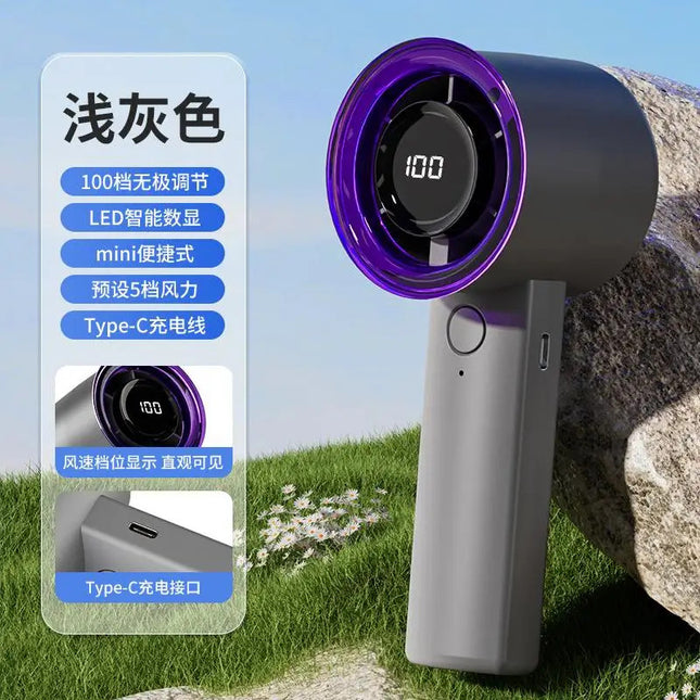 Mini Handheld Turbo Fan USB Rechargeable High Wind Speed Fan with LED Display