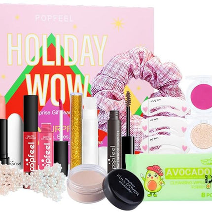 Makeup Advent Calendar for Teens Girls, Birthday Gift Box for Women Full Kit,Surprise Makeup Gift Kit, Include Lip Gloss, Blush, Concealer, Mascara, Eyebrow Pencil Makeup Gift Set for Women