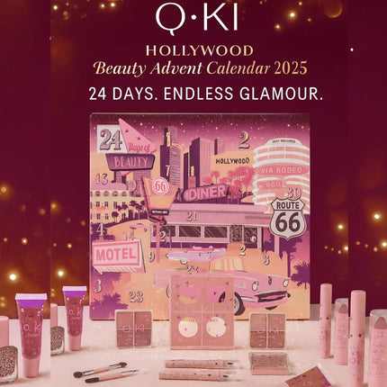 Q-Ki 24 Days Hollywood Beauty Makeup Advent Calendar 2025 & Xmas Cards Christmas Gifts Sets for Girls Teenagers, Girlfriend Gifts Advent Calendar Makeup, Self Care Gifts for Women