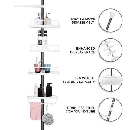 4 Tier Telescopic Bathroom Wall Corner Shelf Rack Shower Caddy Storage Organizer