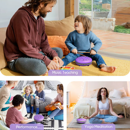 Steel Tongue Drum Portable Rain Hand Pan Drum Percussion Musical Instruments 6 Inch 11 Notes for Yoga Meditation Musical Toy