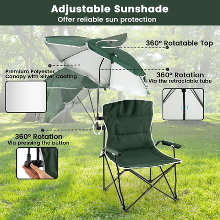 Camping Chair with Adjustable Umbrella and Portable Carrying Bag