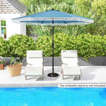 9 FT Patio Umbrella with Fringe Tassel Umbrella with Tilt and Crank