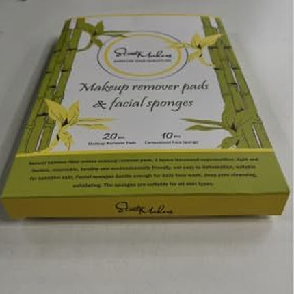 Reusable Makeup Remover Pads,  20Pcs Reusable Cotton Pads with 10 Facial Sponges Cleansing, Natural Bamboo Cotton Rounds 2-Layers Washable Face Cotton Pads with Laundry Bag