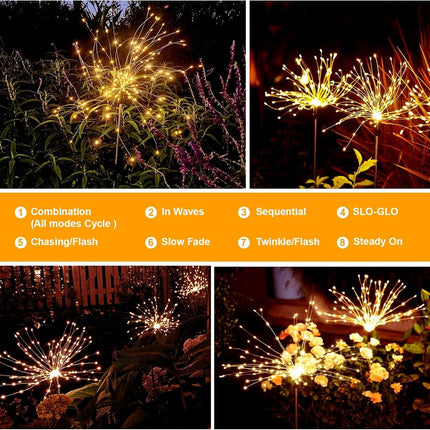 2/4PCS Solar Lights Outdoor Garden LED Solar Powered Firework Light Lamp DIY