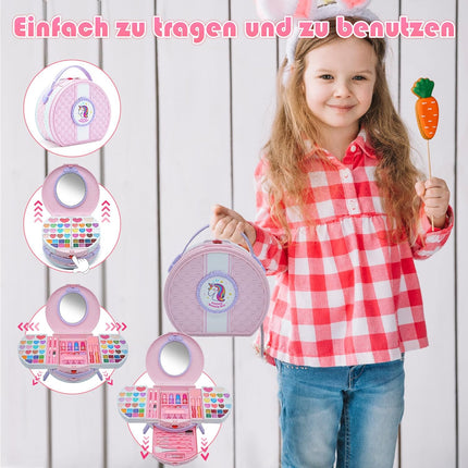 Kids Makeup Sets for Girls - 66 PCS Dresser Vanity Case Make up Set for Girls Childrens Toddler, Washable and Safe Pretend Play Games Toys Makeup Kids, Christmas Birthday Presents for 3+ Year Old Girl