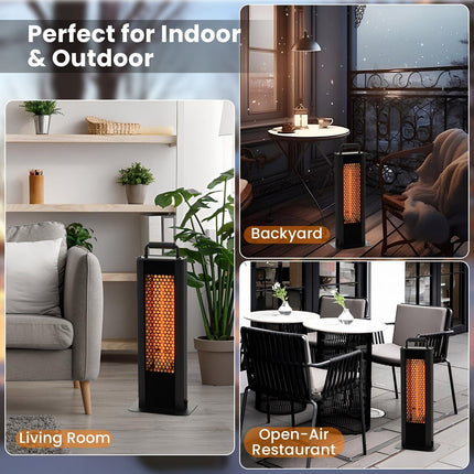 1200W Patio Heater Portable Electric Heater W/ Double-Sided Heating Waterproof