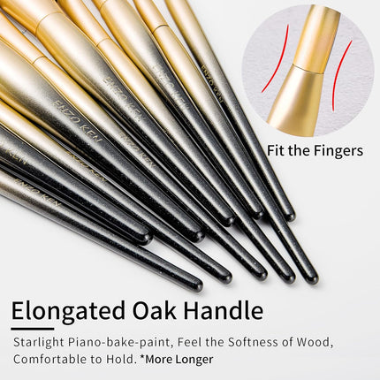 Natural Sable Hair Makeup Brush Set Professional, Cosmetic Brushes Makeup Set with Gift Box, Natural Hair Makeup Brushes Set with Present Box, Make up Brushes Set. Black Gold
