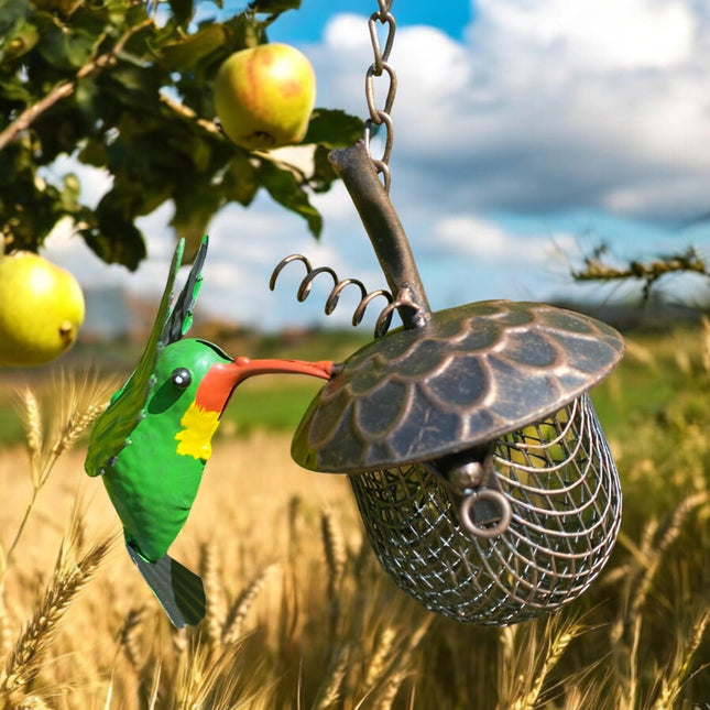 Acorn Shaped Metal Bird Feeder Nuts & Seeds Hanging Animal Feeder Garden Decor