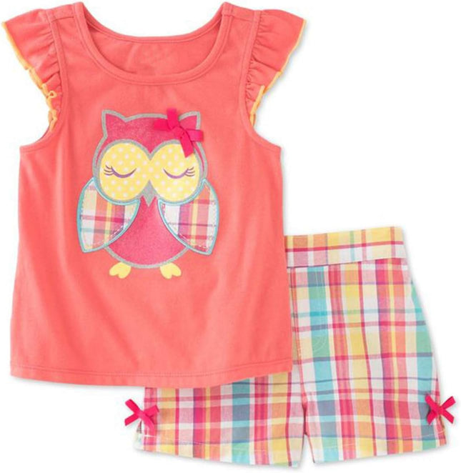 Toddler Girls Summer Outfit Cotton Top and Shorts Clothing Set