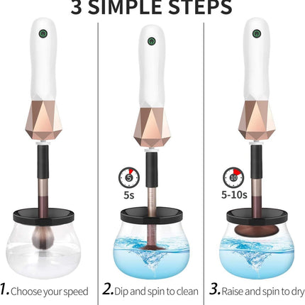 Electric Makeup Brush Cleaner & Dryer Machine – USB Rechargeable, Fast-Drying Spin Cleaner for All Cosmetic Brushes – Deep Clean & Dry in Seconds