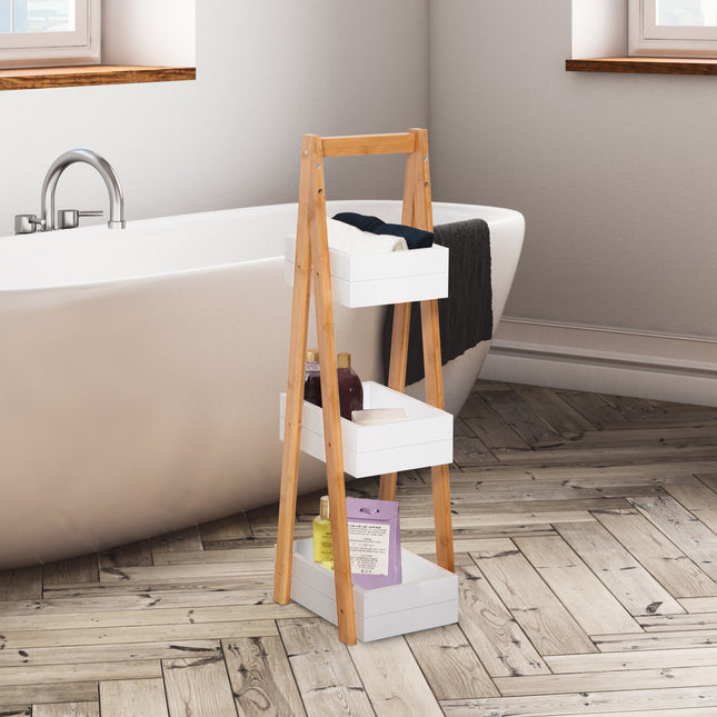 HOMCOM 3 Tier a Frame Bathroom Shower Caddy Storage Unit Shelving Organizer