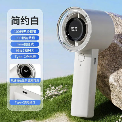 Mini Handheld Turbo Fan USB Rechargeable High Wind Speed Fan with LED Display