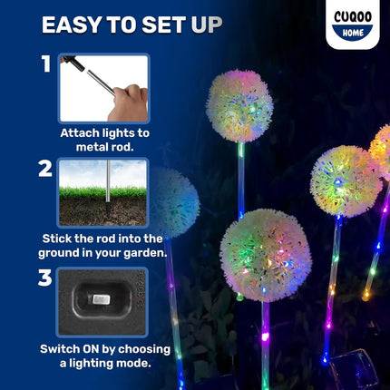 CUQOO Solar Garden Lights – 4 Pack Colour-Changin